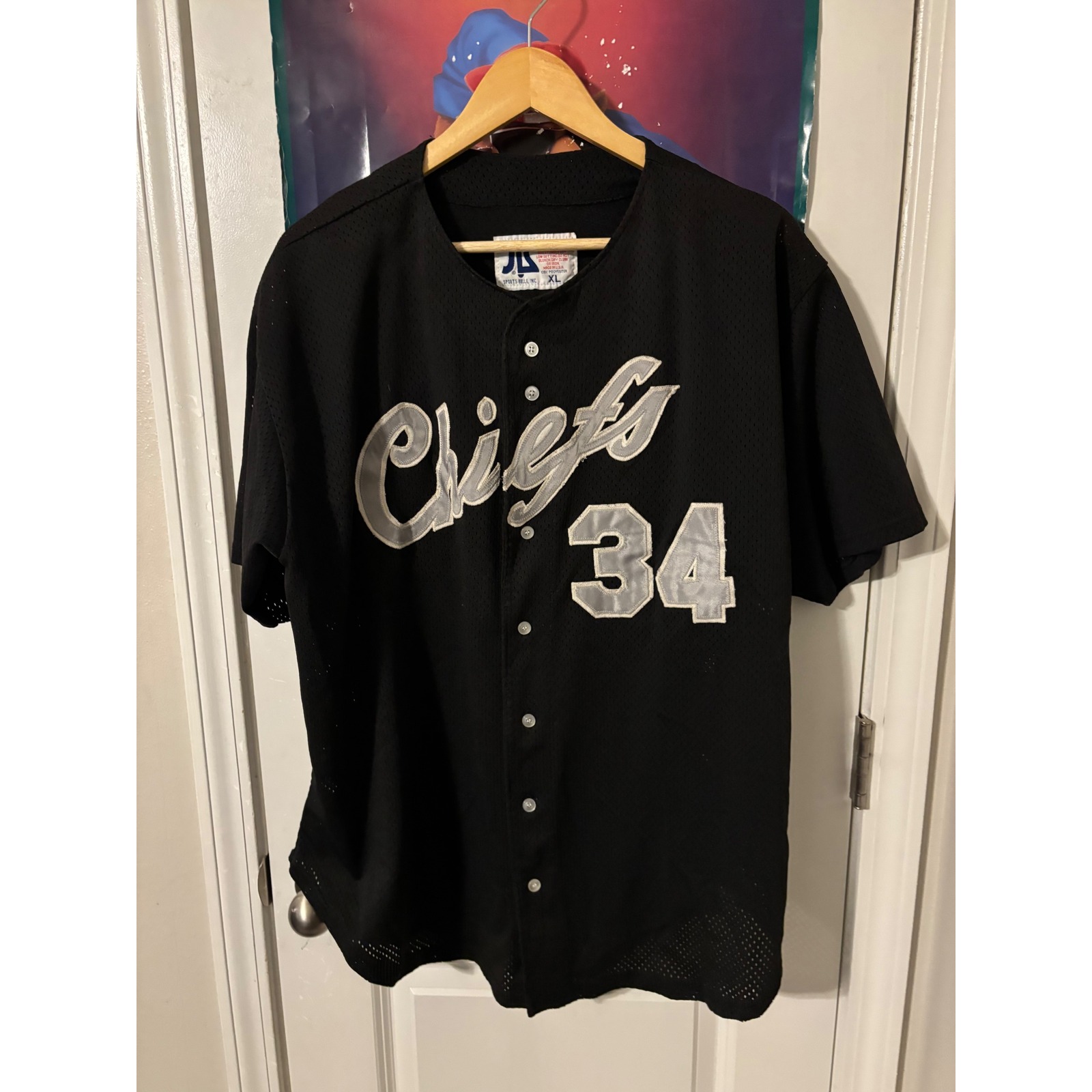 Majestic Chiefs Baseball Jersey Black Number 34 Men's Xl